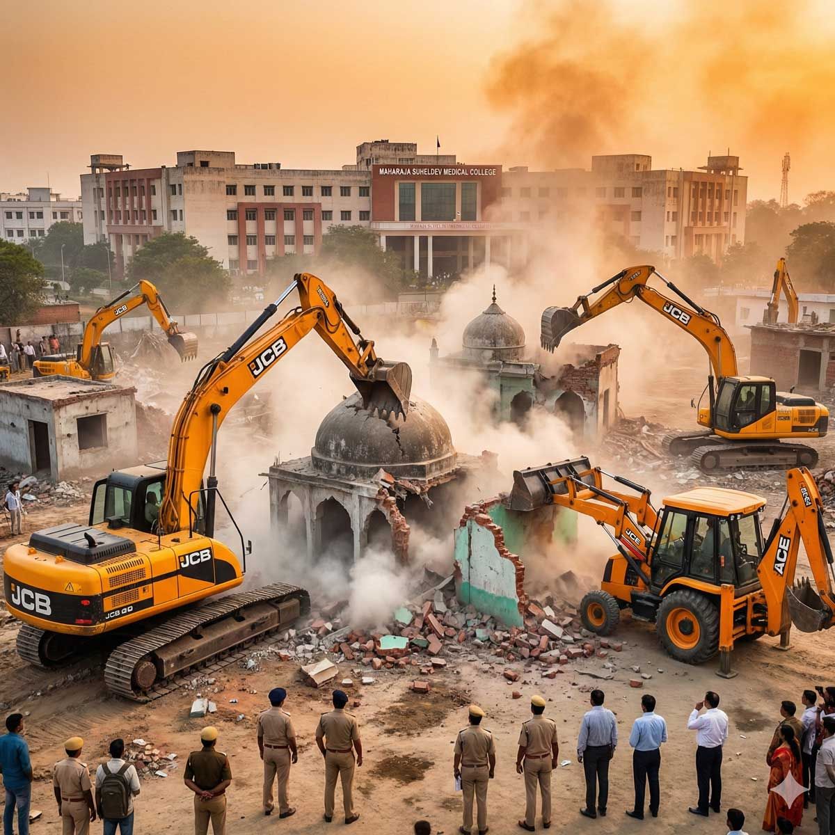 UP Administration Razes 10 Illegal Shrines on Bahraich Medical College Campus Ending Long Court Dispute