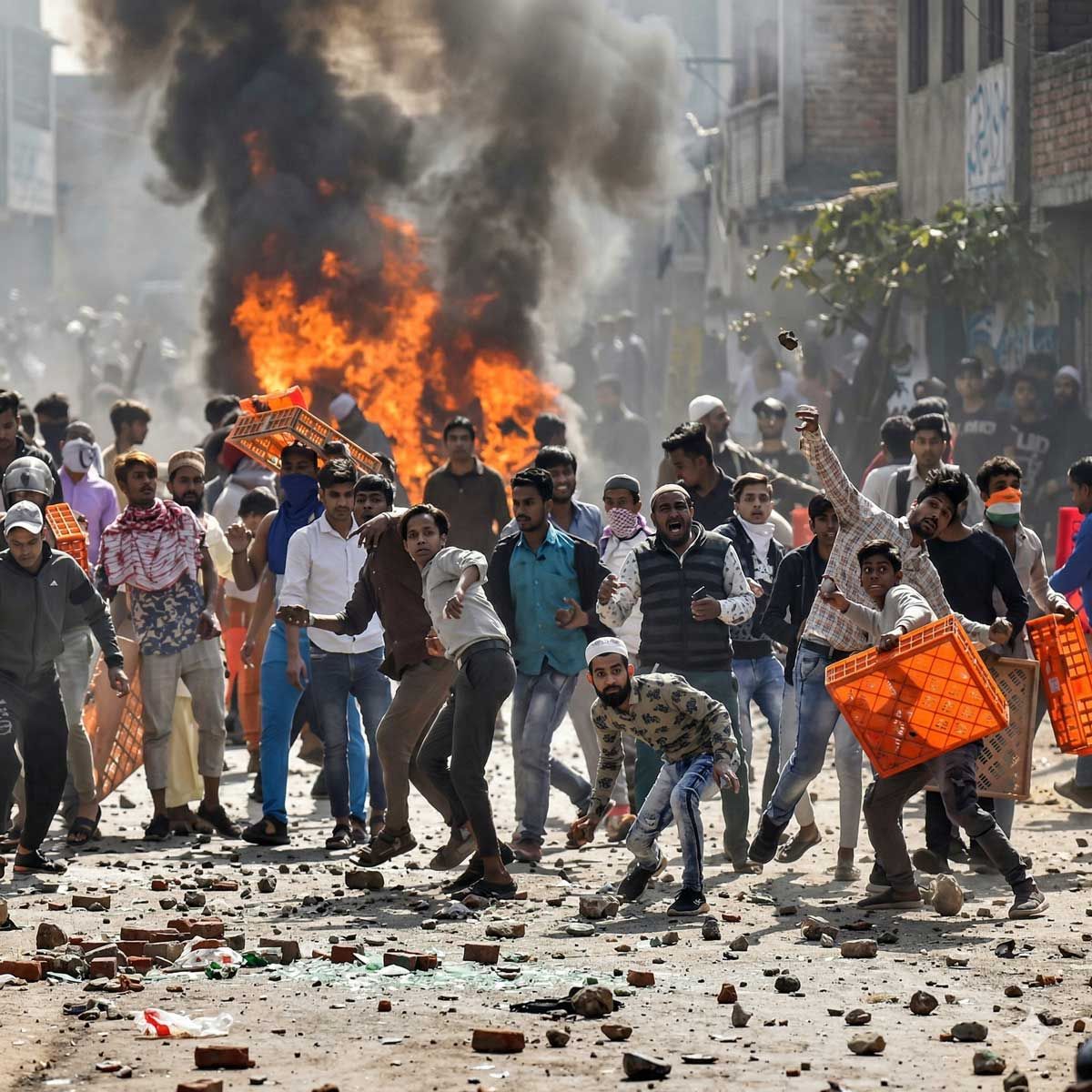 Tensions Flare in Bihar's Nawada: Procession Faces Stone-Pelting, Arson, and Vandalism Near Local Jama Masjid