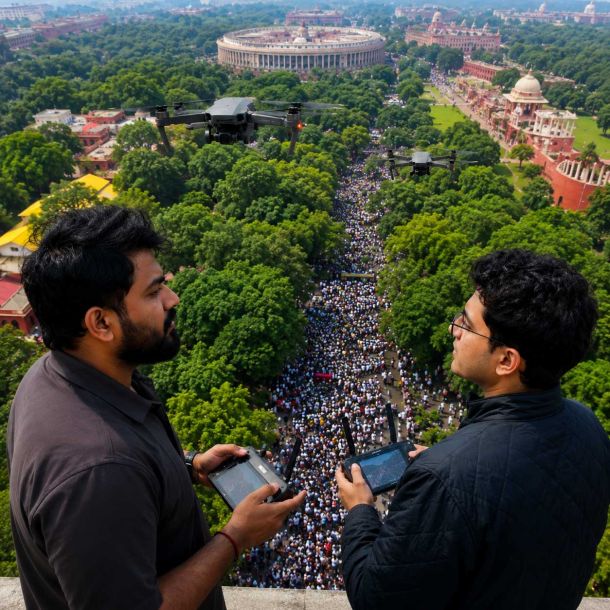 Unauthorised Aerial Footage Over High-Security Protest Site Sparks Grave Legal and National Security Concerns