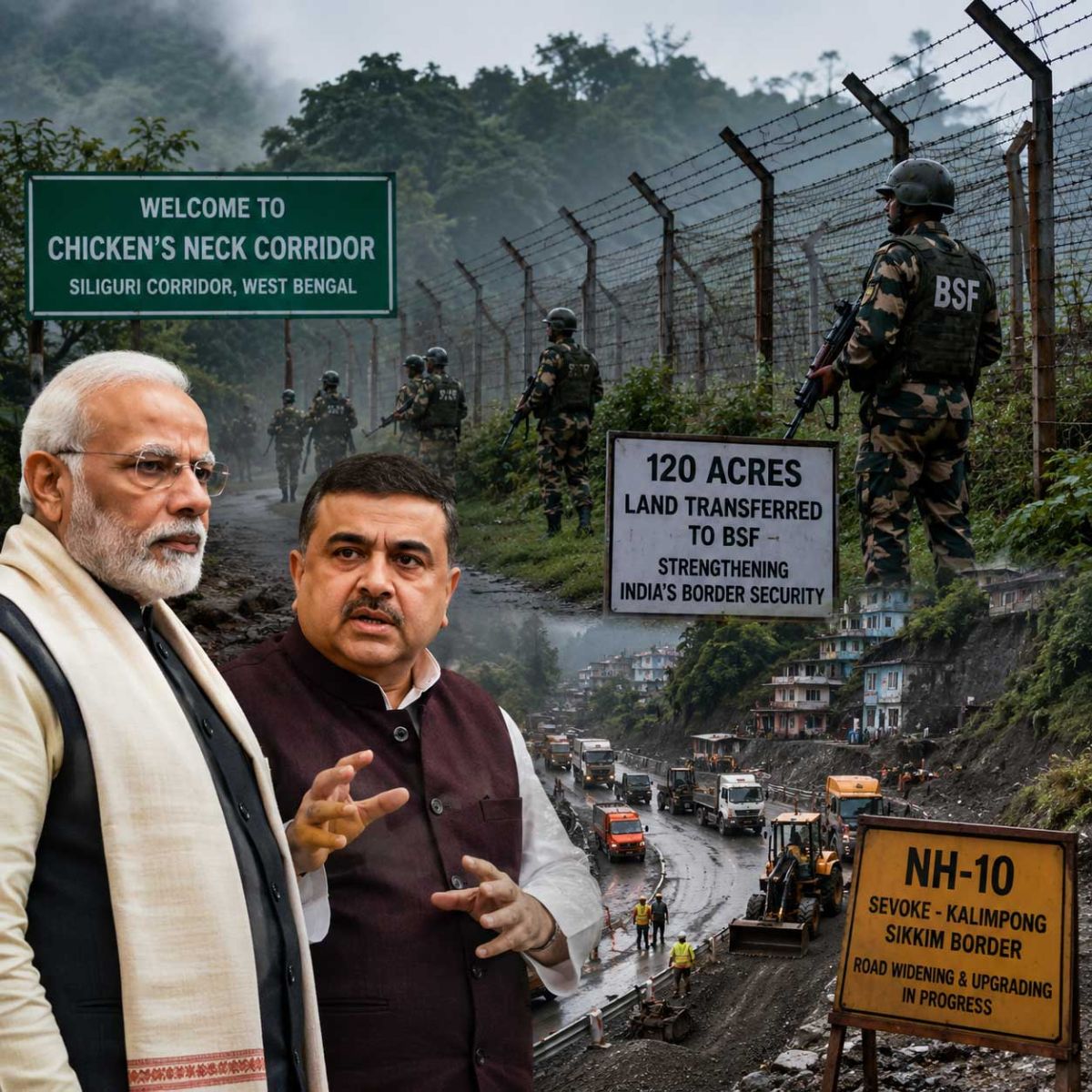 National Security Takes Centre Stage: CM Suvendu Adhikari Clears BSF Land Transfer in Strategic Chicken’s Neck Corridor