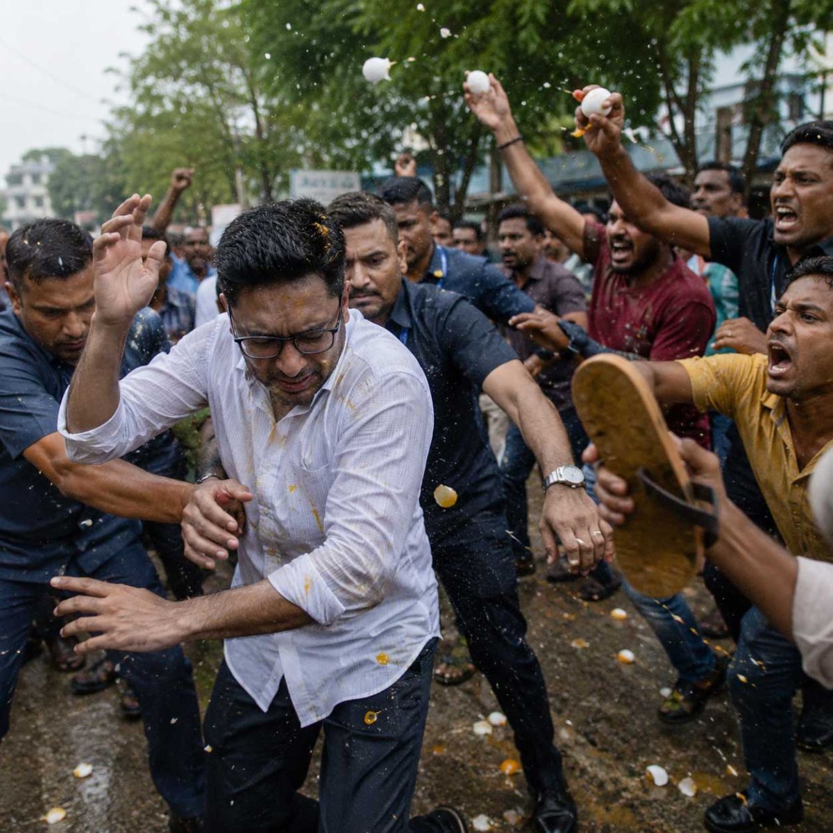 Unprecedented Public Outrage In Sonarpur As Angry Mob Targets Trinamool's Abhishek Banerjee With Eggs, Stones, And Blows